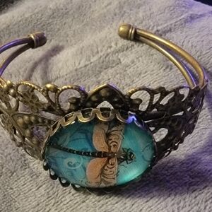 Bronze Tone Dragonfly Cuff Bracelet